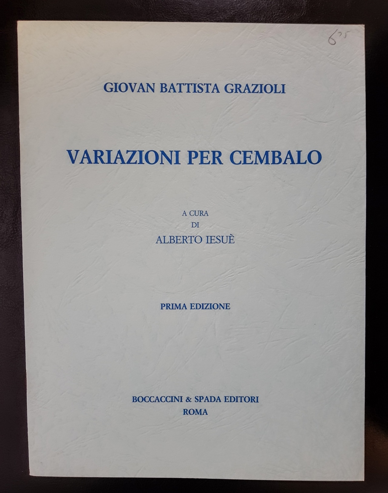 Giovan B Grazioli Variazioni (Harpsichord) - Click Image to Close