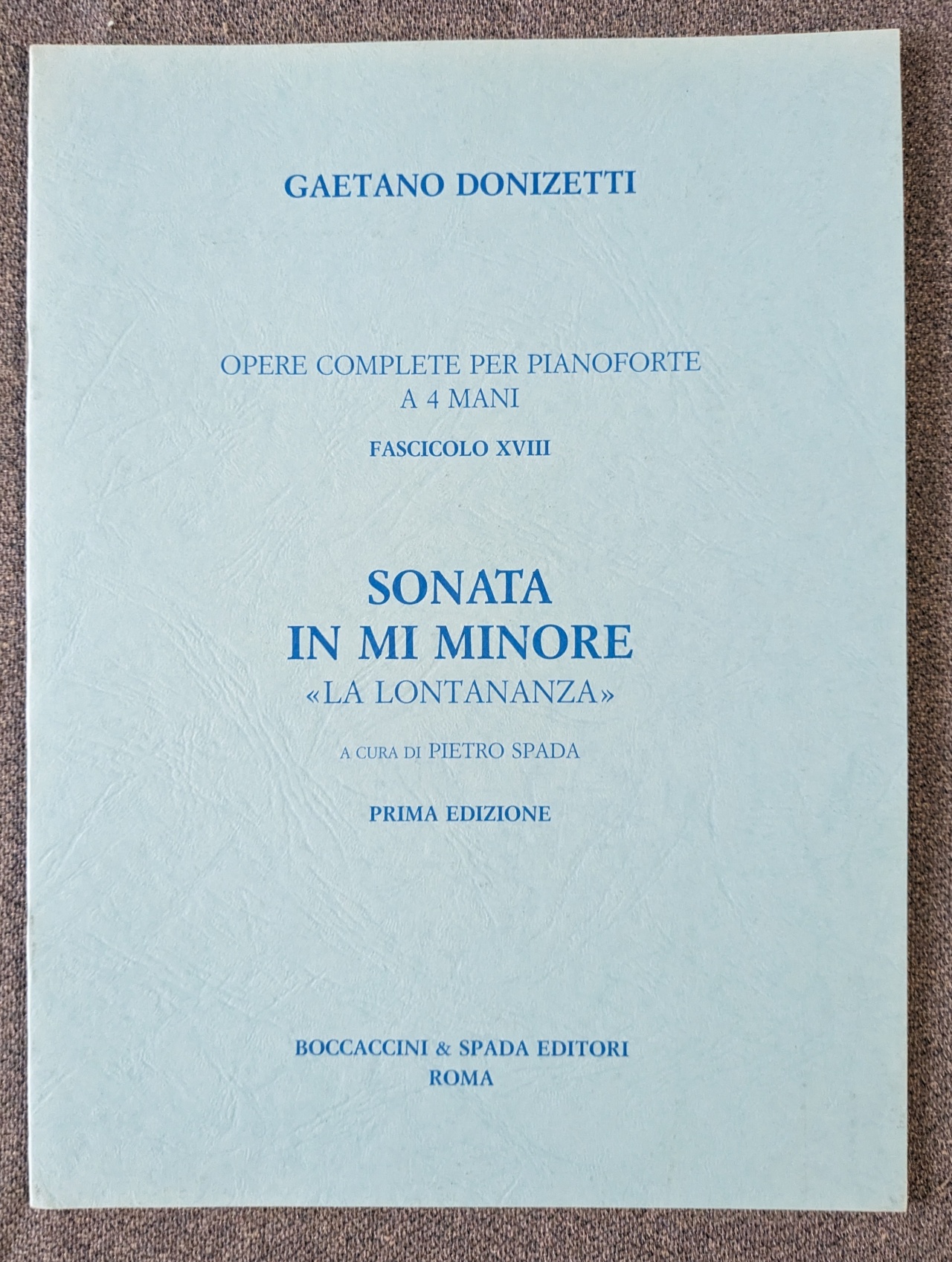 Gaetano Donizetti Sonata E Minor La Lontananza Boccaccini Spada - Click Image to Close