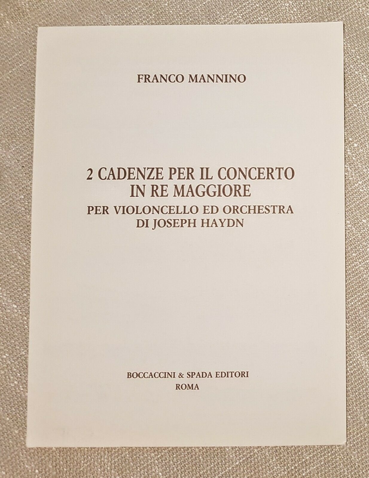 Franco Mannino 2 Cadences For Concert D Major - Click Image to Close