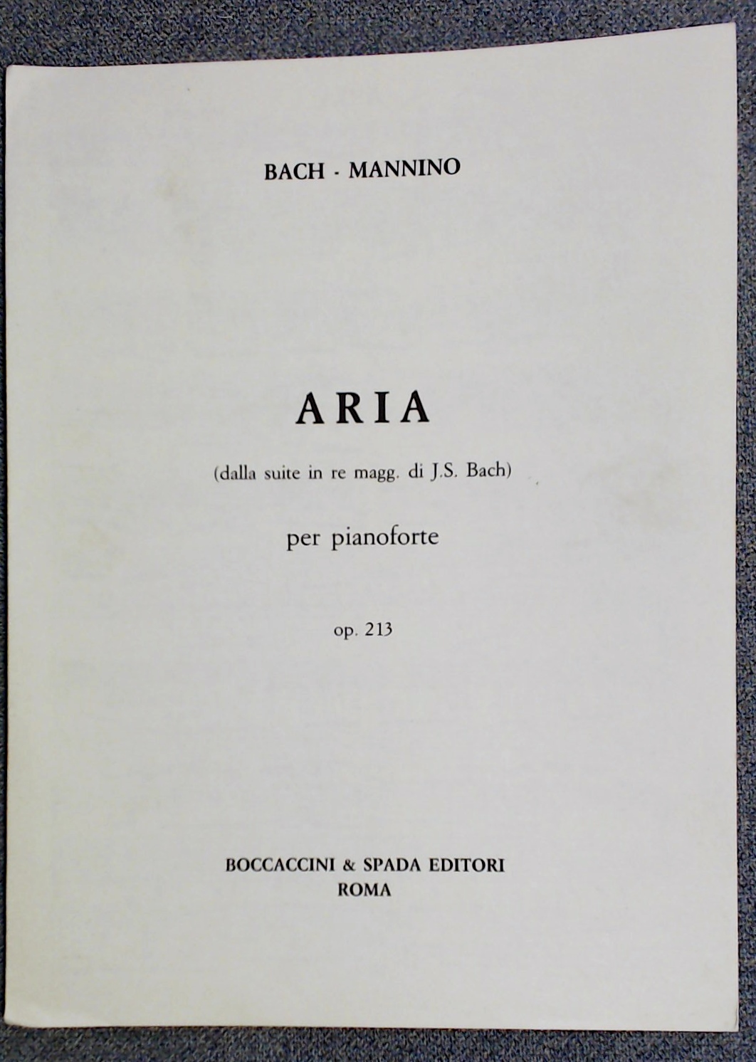 Bach - Mannino Aria From Bach's D Major Piano Op 213 Suite - Click Image to Close