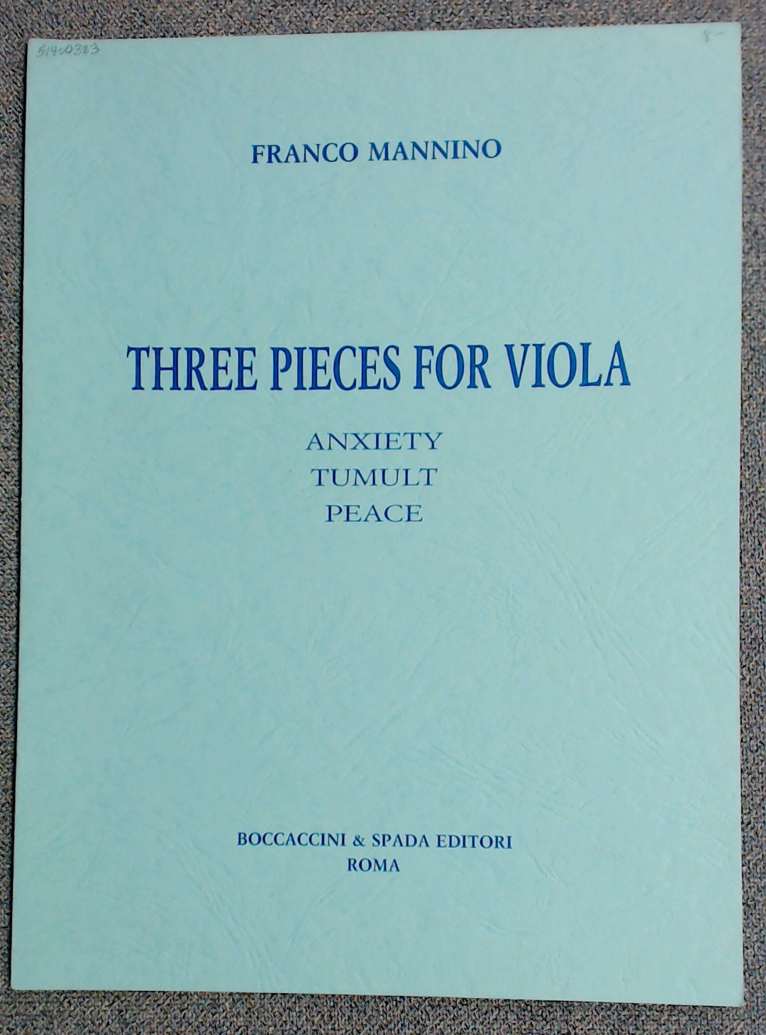 Franco Mannino Three Pieces For Viola Anxiety Tumult Peace - Click Image to Close