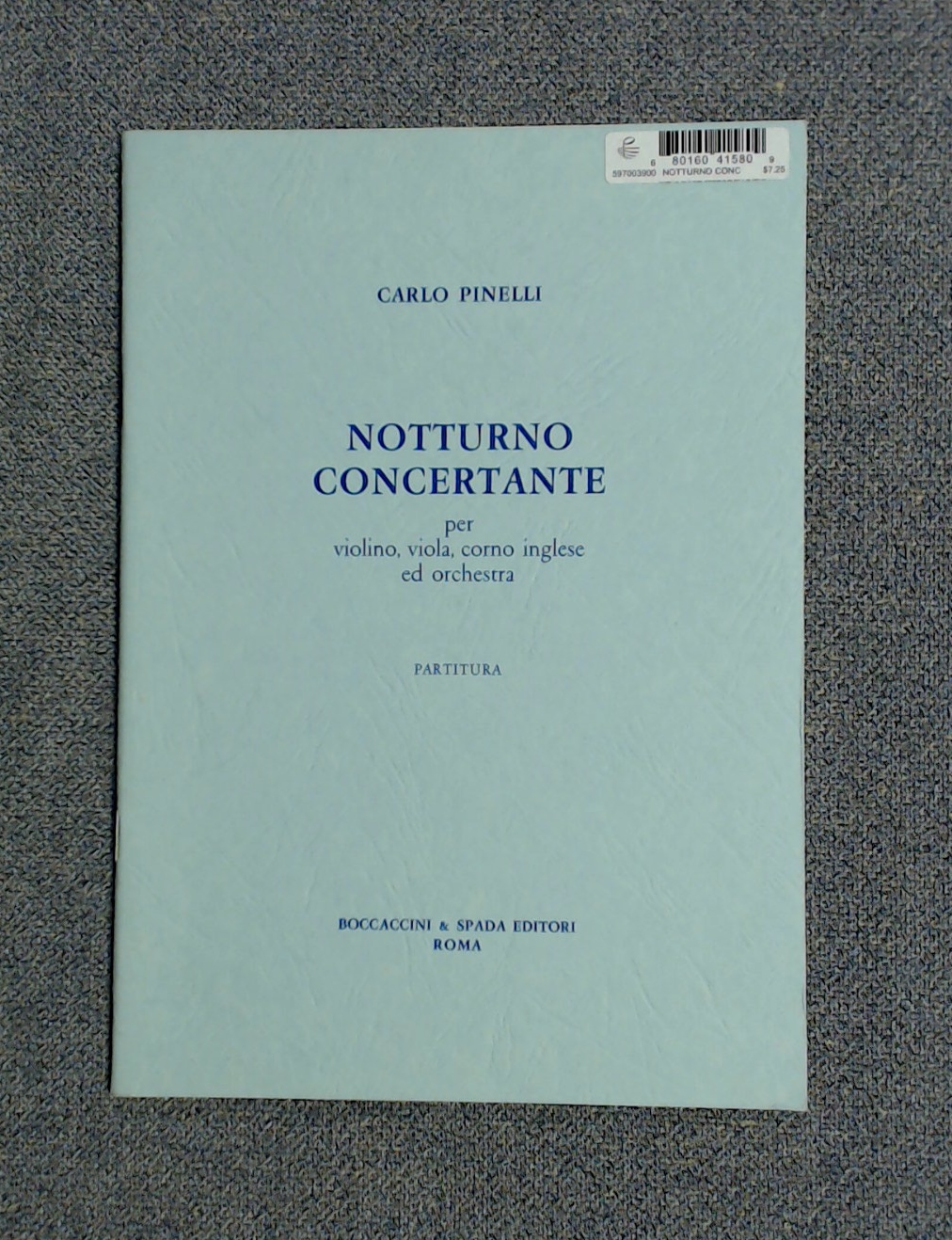 Carlo Pinelli Notturno Concertante Violin Viola Horn & Orch. - Click Image to Close