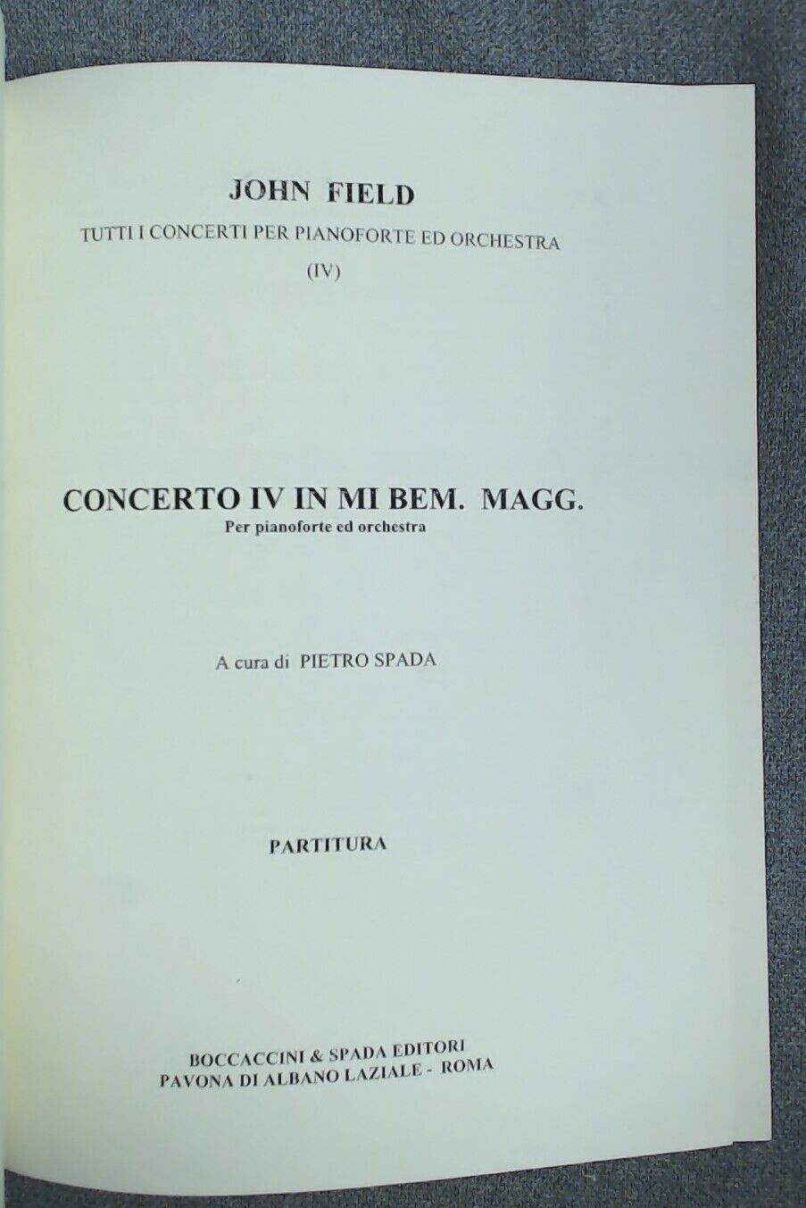 John Field Concerto In Mi Bemm Magg E Major Hardbound Ed. - Click Image to Close