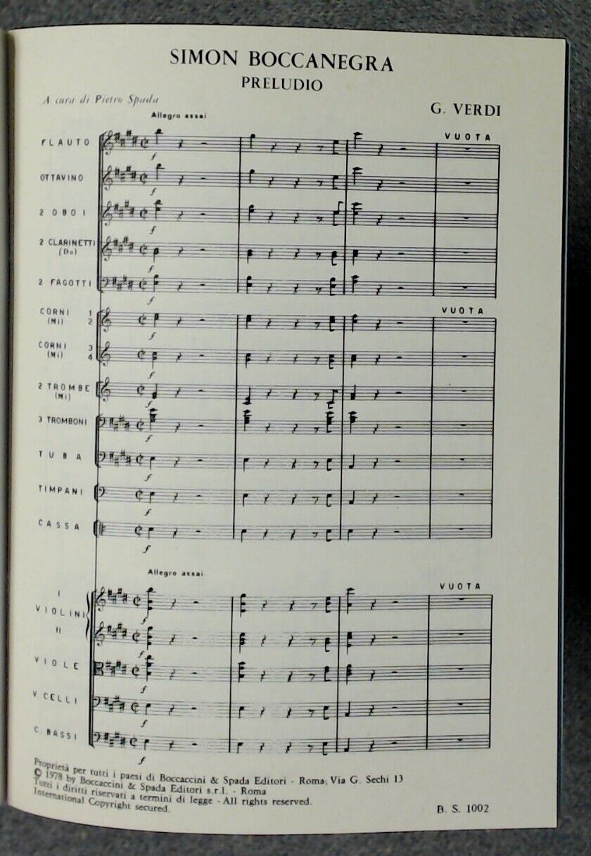 Giuseppe Verdi Simon Boccanegra Preludio Booklet 1978 - Click Image to Close