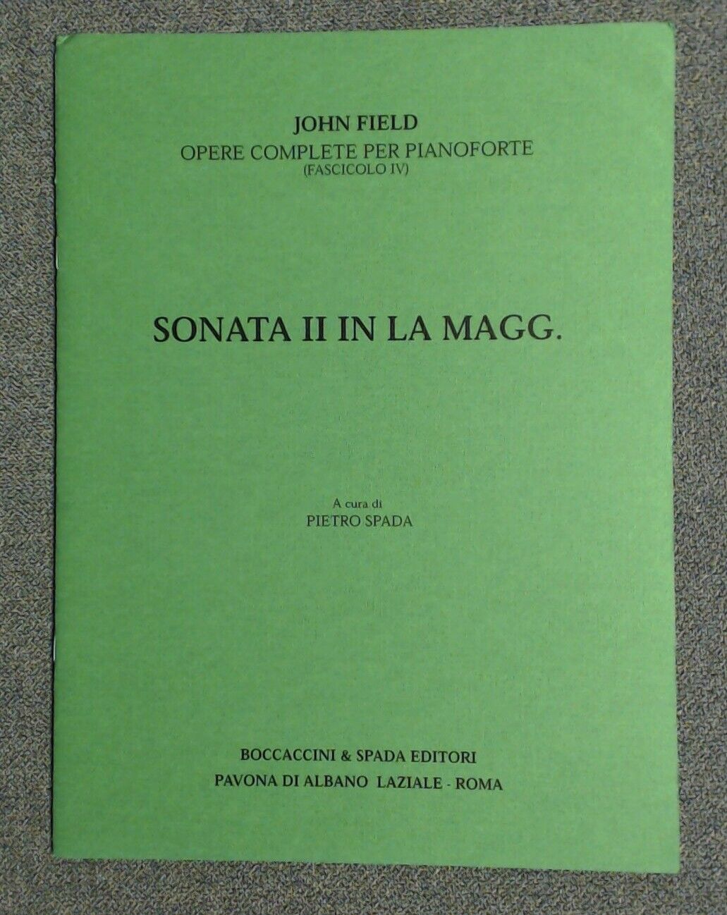 John Field Sonata II In La Magg (A Major) Fasc IV Piano - Click Image to Close